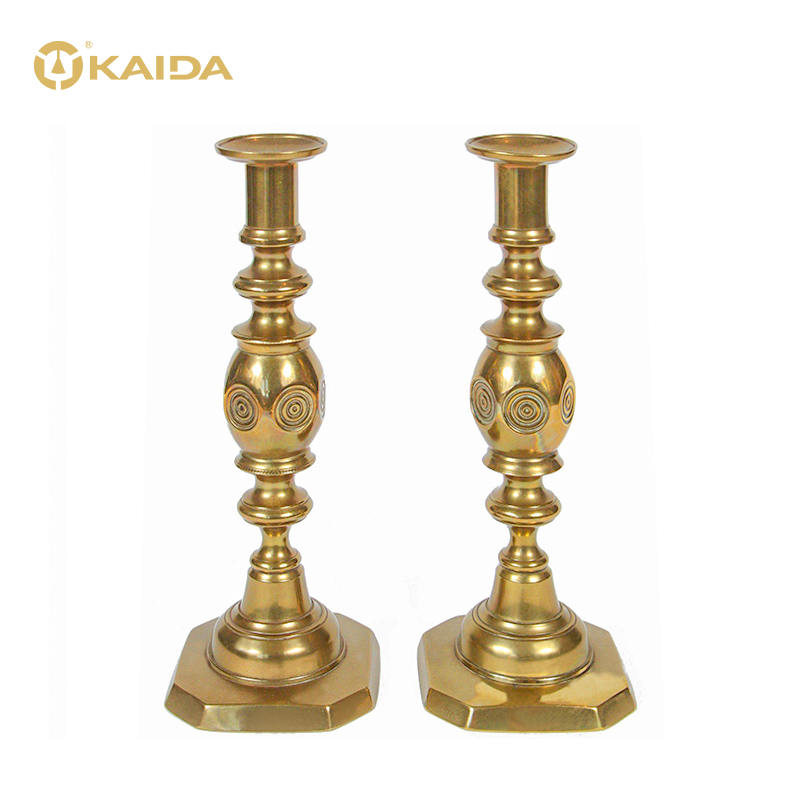 Art Nouveau English Brass Candlesticks