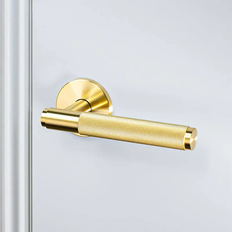 Brass Knurled Door Handle Lock